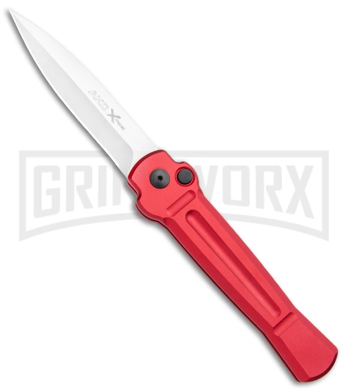 AKC X-treme Ace Red Automatic Knife - Satin Plain AKC X-treme Ace Red Automatic Knife - Satin Plain -Blade HQ Knife Shop AKC X treme Ace Auto Red Satin BHQ 105468 jr large
