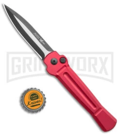 AKC X-treme Ace Red Automatic Knife - Two Tone Plain -Blade HQ Knife Shop AKC X treme Ace Auto Red TT BHQ 143382 jr bottlecap large