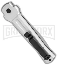 AKC X-treme Ace Silver Automatic Knife - Satin Plain -Blade HQ Knife Shop AKC X treme Ace Auto Silver Satin BHQ 113920 jr side large