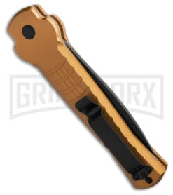 AKC X-treme Ace1 Gold Aluminum Automatic Knife - Black Plain 4 AKC X-treme Ace1 Gold Aluminum Automatic Knife - Black Plain -Blade HQ Knife Shop AKC X treme Ace Automatic Knife Gold 3in Black BHQ 189017 td side large