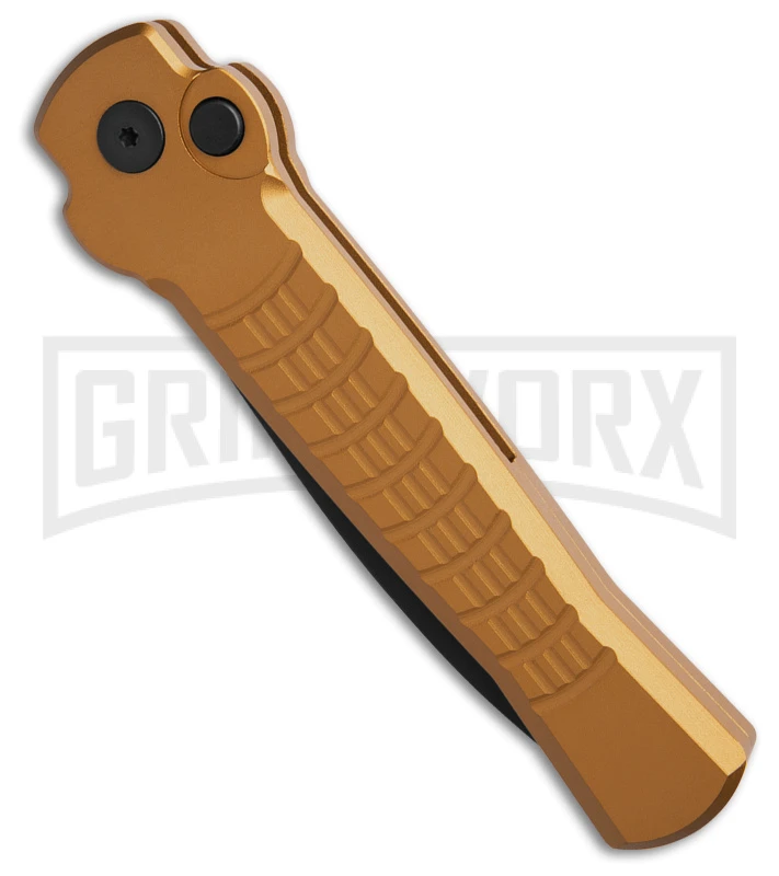 AKC X-treme Ace1 Gold Aluminum Automatic Knife - Black Plain AKC X-treme Ace1 Gold Aluminum Automatic Knife - Black Plain -Blade HQ Knife Shop AKC X treme Ace Automatic Knife Gold 3in Black BHQ 189017 td spine large