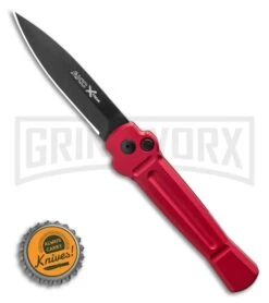 AKC X-treme Ace Red Automatic Knife - Black Plain 5 AKC X-treme Ace Red Automatic Knife - Black Plain -Blade HQ Knife Shop AKC X treme Ace Automatic Knife Red 3.6 Black BHQ 123056 LS Bottlecap large