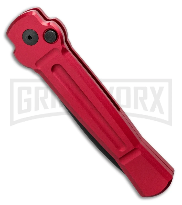 AKC X-treme Ace Red Automatic Knife - Black Plain AKC X-treme Ace Red Automatic Knife - Black Plain -Blade HQ Knife Shop AKC X treme Ace Automatic Knife Red 3.6 Black BHQ 123056 LS Spine large