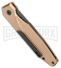 AKC X-treme Dandy Tan Aluminum Automatic Knife - Black Stonewash -Blade HQ Knife Shop AKC X treme Dandy Tan Aluminum Auto Black SW BHQ 176846 jr side large