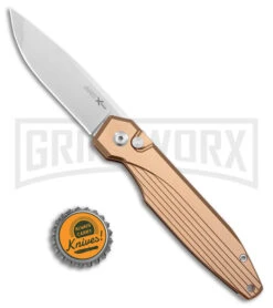 AKC X-treme Dandy Tan Aluminum Automatic Knife (Stonewash) -Blade HQ Knife Shop AKC X treme Dandy Tan Aluminum Auto SW BHQ 176851 jr bottlecap large