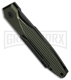 AKC X-treme Dandy Green Aluminum Automatic Knife - Black Stonewash Plain 4 AKC X-treme Dandy Green Aluminum Automatic Knife - Black Stonewash Plain -Blade HQ Knife Shop AKC Xtreme Dandy Green Aluminum AK Black SW BHQ 174571 td side large