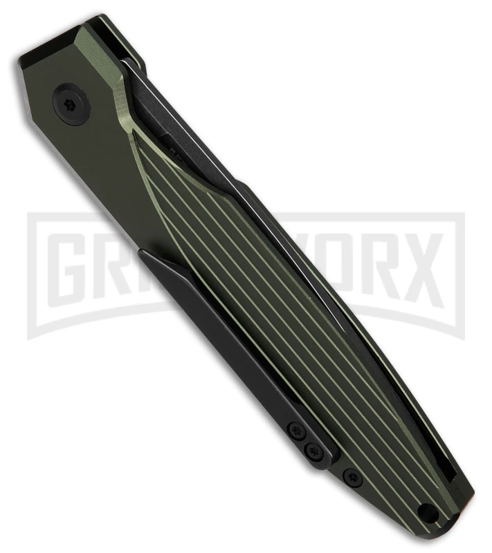 AKC X-treme Dandy Green Aluminum Automatic Knife - Black Stonewash Plain AKC X-treme Dandy Green Aluminum Automatic Knife - Black Stonewash Plain -Blade HQ Knife Shop AKC Xtreme Dandy Green Aluminum AK Black SW BHQ 174571 td side large