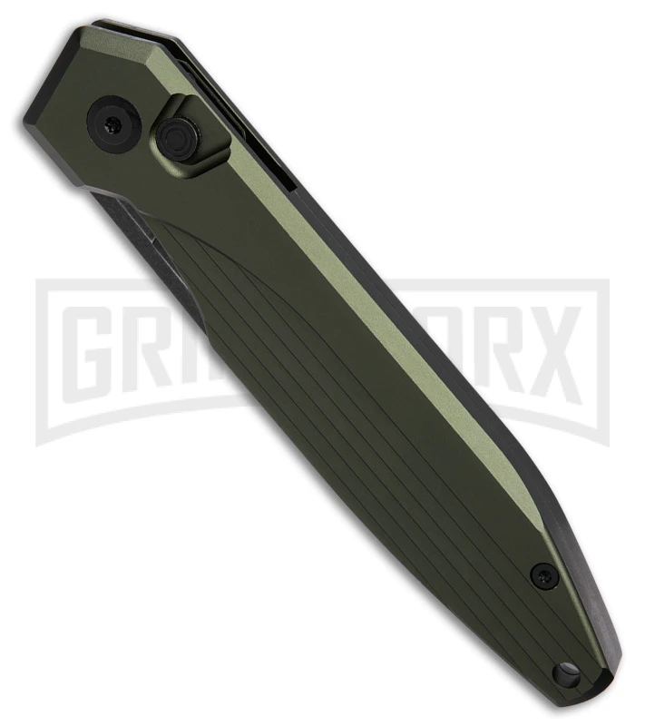 AKC X-treme Dandy Green Aluminum Automatic Knife - Black Stonewash Plain AKC X-treme Dandy Green Aluminum Automatic Knife - Black Stonewash Plain -Blade HQ Knife Shop AKC Xtreme Dandy Green Aluminum AK Black SW BHQ 174571 td spine large
