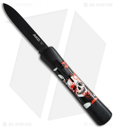 AKC Concord OTF Automatic Knife Red/White Skull (3.25" Black Flat) AKC Concord OTF Automatic Knife Red/White Skull (3.25" Black Flat) -Blade HQ Knife Shop AKC concord red white skull black BP 19138 er