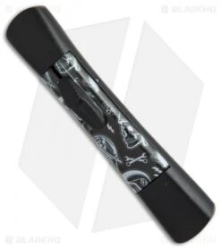 AKC Concord OTF Automatic Knife Route 66 Skull (3.25" Black Flat) -Blade HQ Knife Shop AKC concord route 66 skull flat grind black plain BP 19004 er side