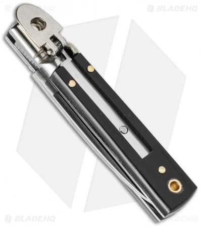 AKC Classic 6" Lever Lock Automatic Italian Knife Dark Horn (2.5" Polish) F17 AKC Classic 6" Lever Lock Automatic Italian Knife Dark Horn (2.5" Polish) F17 -Blade HQ Knife Shop akc 6in lever lock dark horn flat side