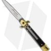 AKC Leverletto 7.75" Lever Lock Auto Italian Knife Dark Horn (3.2" Satin Flat) -Blade HQ Knife Shop akc 9in leverletto dark horn brass