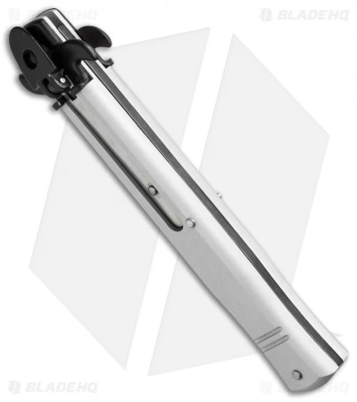 AKC Leverletto 9" Lever Lock Automatic Italian Knife Silver (4" Satin Flat) AKC Leverletto 9" Lever Lock Automatic Italian Knife Silver (4" Satin Flat) -Blade HQ Knife Shop akc large leverletto silver black bottom cm