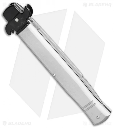 AKC Leverletto 9" Lever Lock Automatic Italian Knife Silver (4" Satin Flat) AKC Leverletto 9" Lever Lock Automatic Italian Knife Silver (4" Satin Flat) -Blade HQ Knife Shop akc large leverletto silver satin side cm