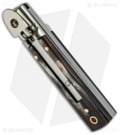 AKC Classic 6" Lever Lock Automatic Italian Knife Brazilian (2.5" Damascus) -Blade HQ Knife Shop akc lever 6in braz damascus flat bottom cm