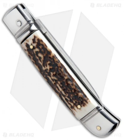 AKC Classic 8" Lever Lock Automatic Italian Knife Stag Horn (3.2" Polish) AKC Classic 8" Lever Lock Automatic Italian Knife Stag Horn (3.2" Polish) -Blade HQ Knife Shop akc lever lock stag side