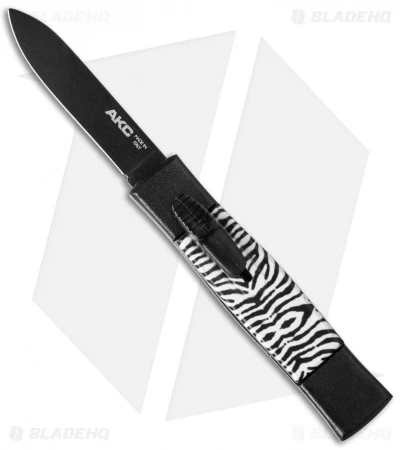 AKC Minion Concord OTF Automatic Knife Zebra (2.3" Black Flat Grind) AKC Minion Concord OTF Automatic Knife Zebra (2.3" Black Flat Grind) -Blade HQ Knife Shop akc mini concord zebra flat cm