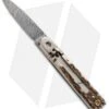 AKC Classic 6" Lever Lock Automatic Italian Knife Stag Horn (2.5" Damascus) -Blade HQ Knife Shop akc mini ll stag damascus