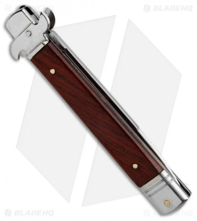 AKC Leverletto 9" Lever Lock Automatic Italian Knife Cocobolo (4" Satin) AKC Leverletto 9" Lever Lock Automatic Italian Knife Cocobolo (4" Satin) -Blade HQ Knife Shop large leverletto cocobolo side