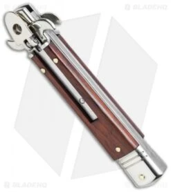 AKC Leverletto 7.75" Lever Lock Auto Italian Knife Cocobolo (3.2" Satin Serr) -Blade HQ Knife Shop leverletto cocobolo serrated bottom cm