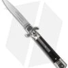 AKC Leverletto 7.5" Lever Lock Automatic Italian Knife Ebony (3.2" Satin Serr) -Blade HQ Knife Shop leverletto ebony serrated cm